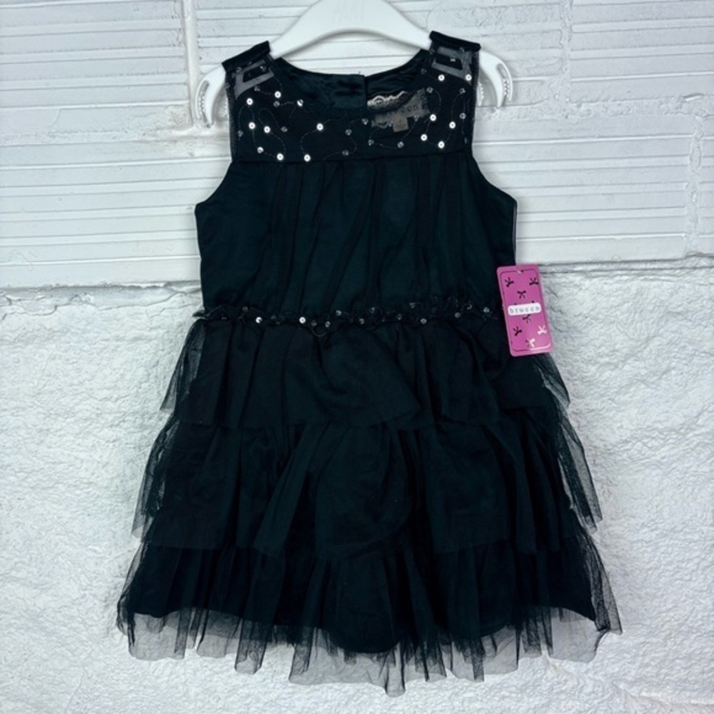 NWT BTWEEN Black Sleeveless Tulle Dress with Sequins size 4